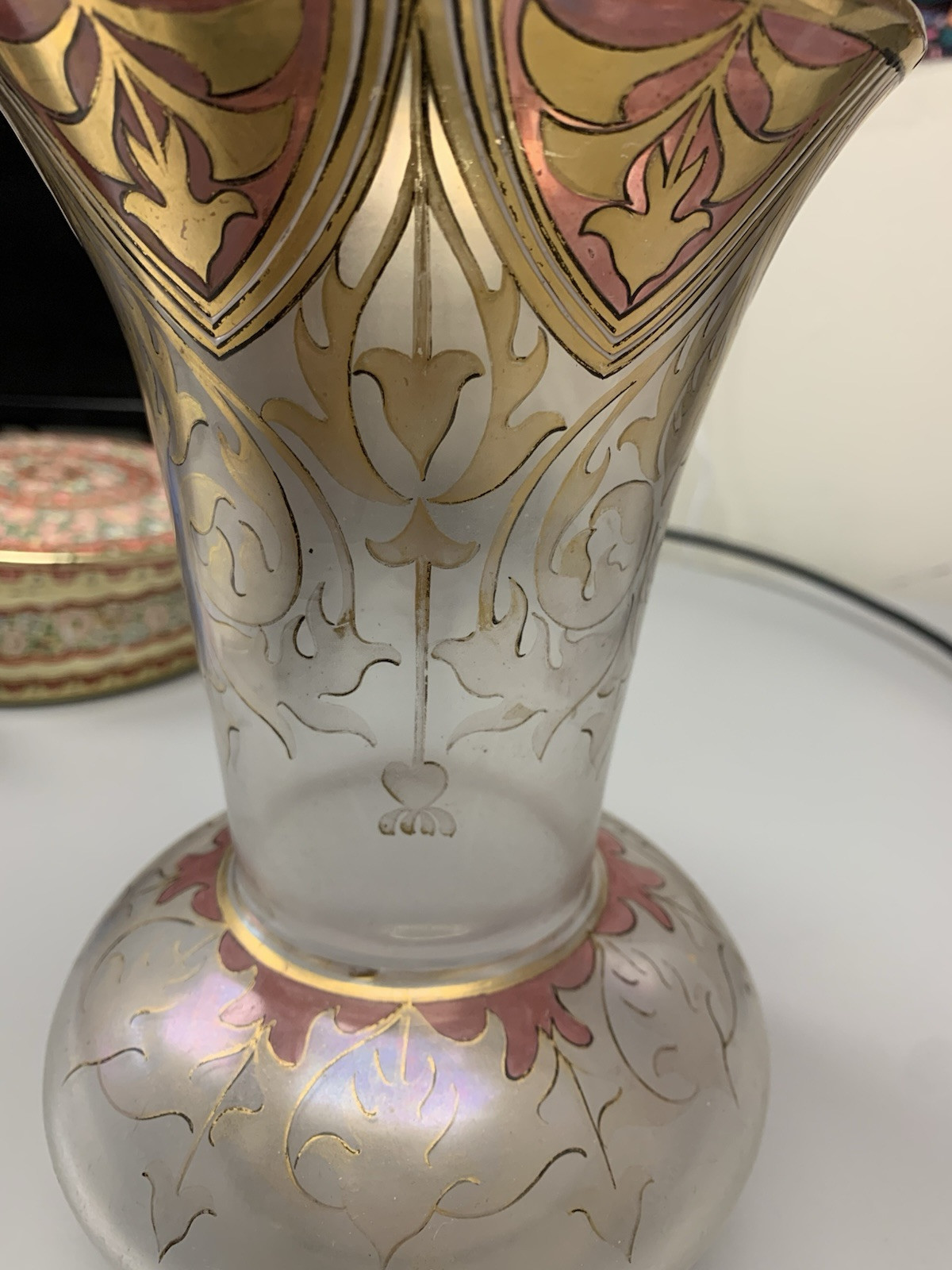 FRITZ HECKERT ART NOUVEAU GLASS VASE Marked “FH. 490/10. 1189.”