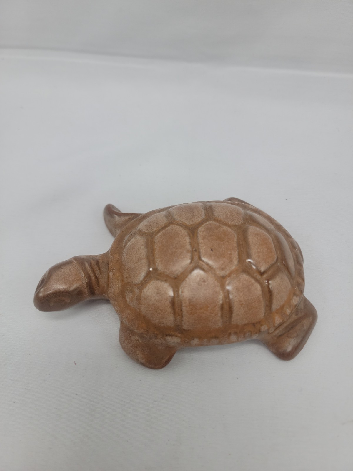 Vintage Frankoma Pottery Turtle Paperweight Brown Glaze