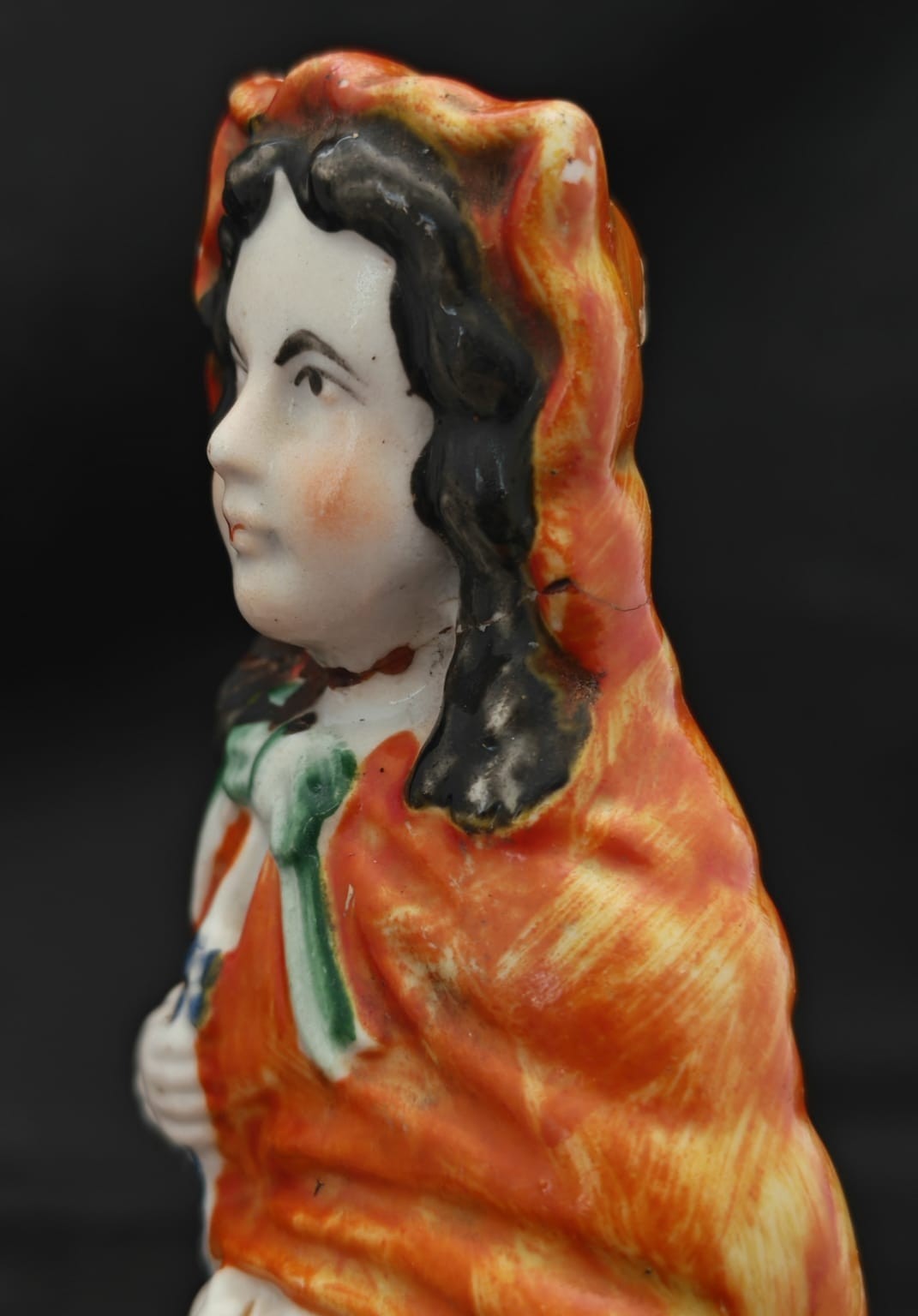 two rare old Staffordshire Figures Little Red Riding Hood & man with bird