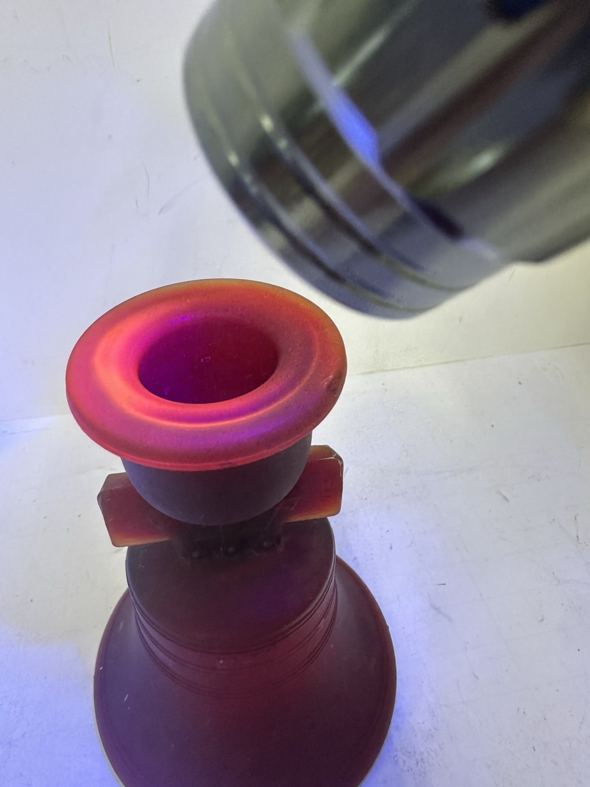 LIBERTY BELL Candle Holder Glows Red Glass Patriotic Fourth July