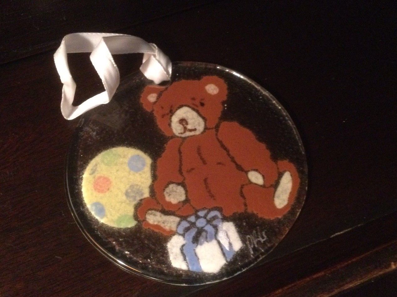 Peggy Karr | Fused Glass Ornament | Teddy Bear – Toys – Baby