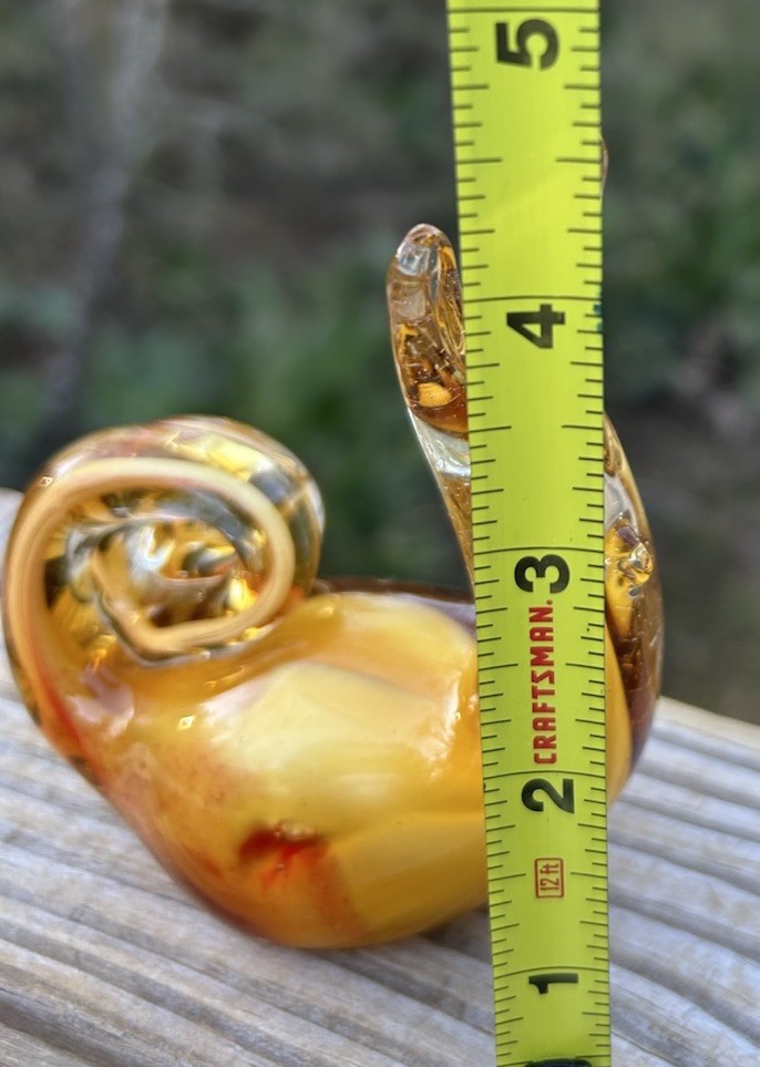 Vintage Amber Art Glass Snail Figurine Hand Blown Murano Style Animal Sculpture