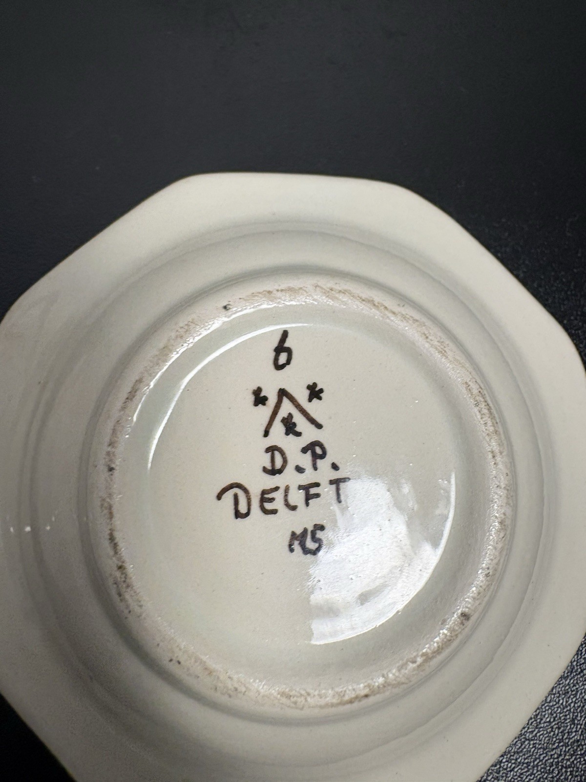Vintage Signed DP Delft Glazed Handpainted Floral Ashtray Trinket Dish