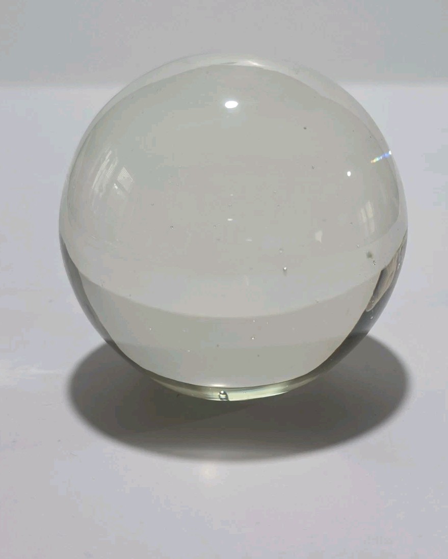 Clear Round Paperweight Art Glass Sphere Ball 3″ Tiny Bubbles