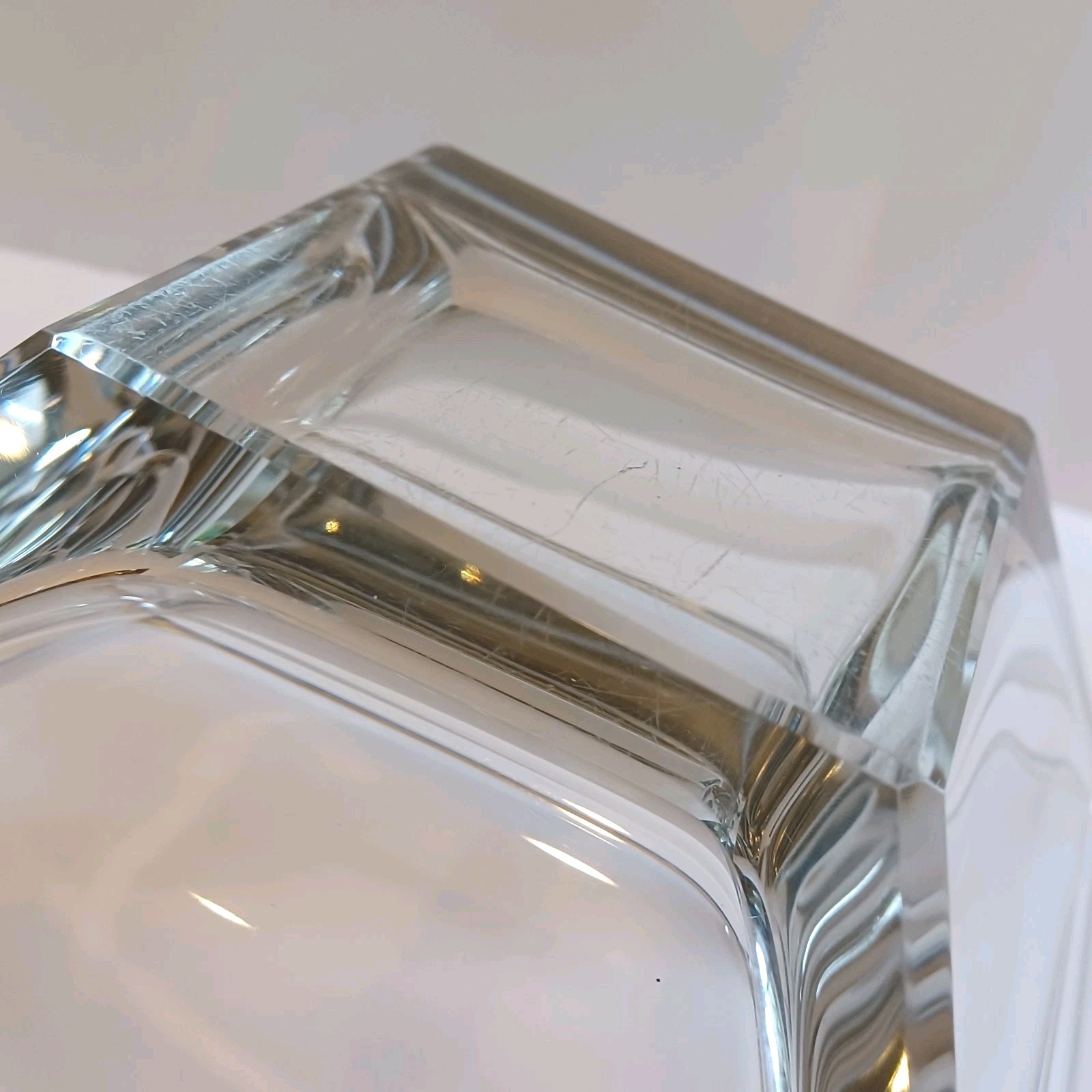 Handcut Crystal Cigar Ashtray Trinket Dish 6.5 Inch Square Vintage Mid Century