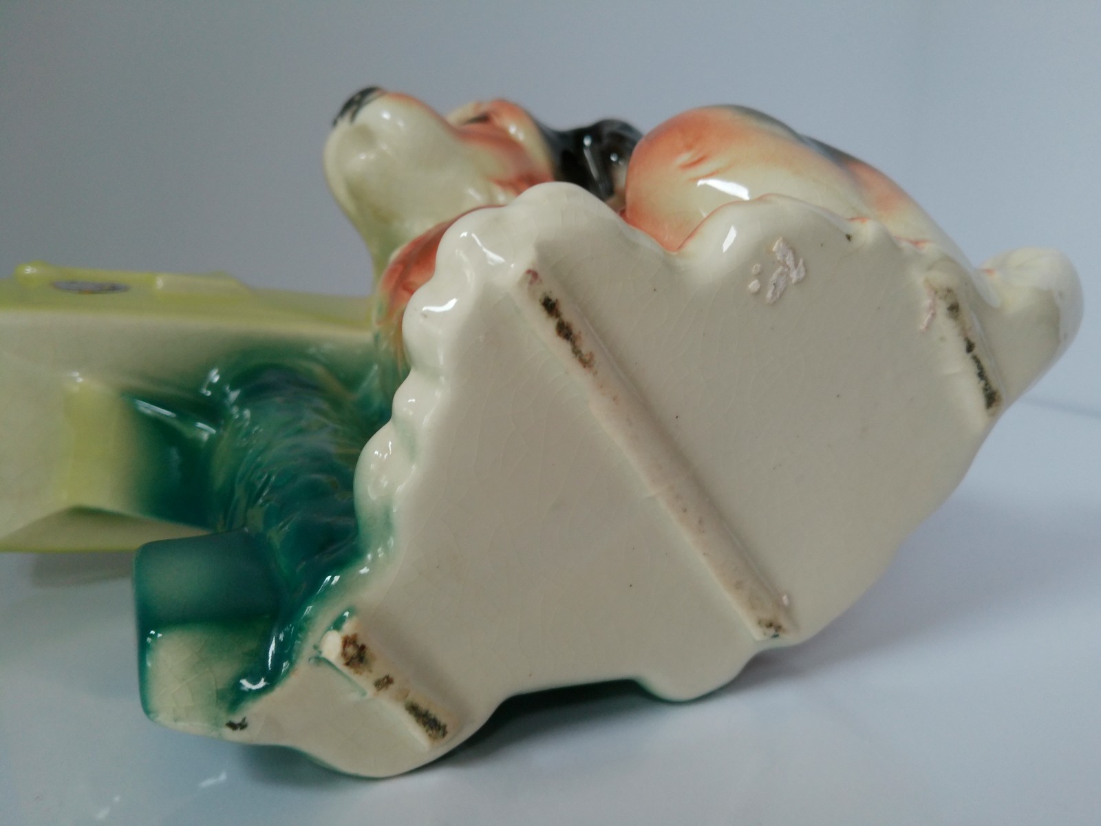 Vintage 1950’s Royal Copley Puppy DOG At Mailbox Flower Succulent Planter 8″