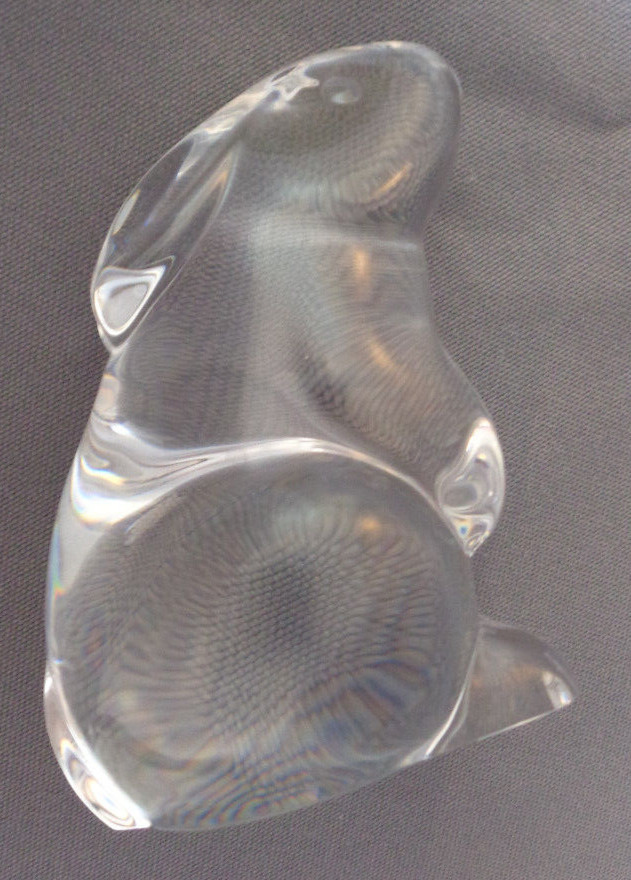 Baccarat France Crystal Bunny Rabbit 3.25″ Clear Solid Heavy Luxury Figurine