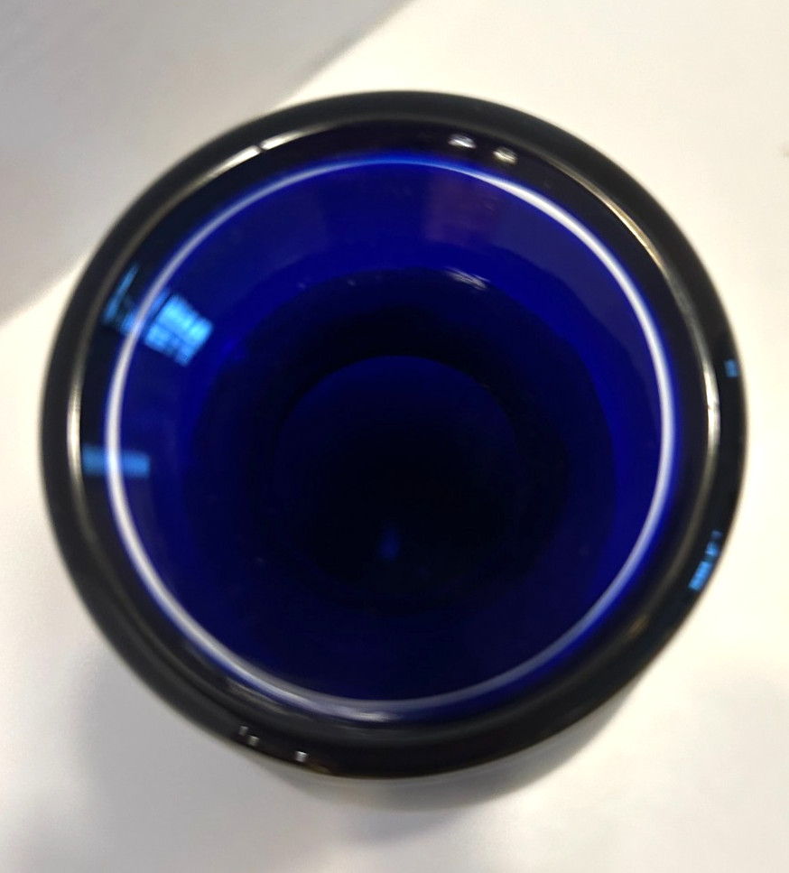 Vintage Cobalt Blue Hand Blown Glass Vase 6 1/2 inches tall EUC!