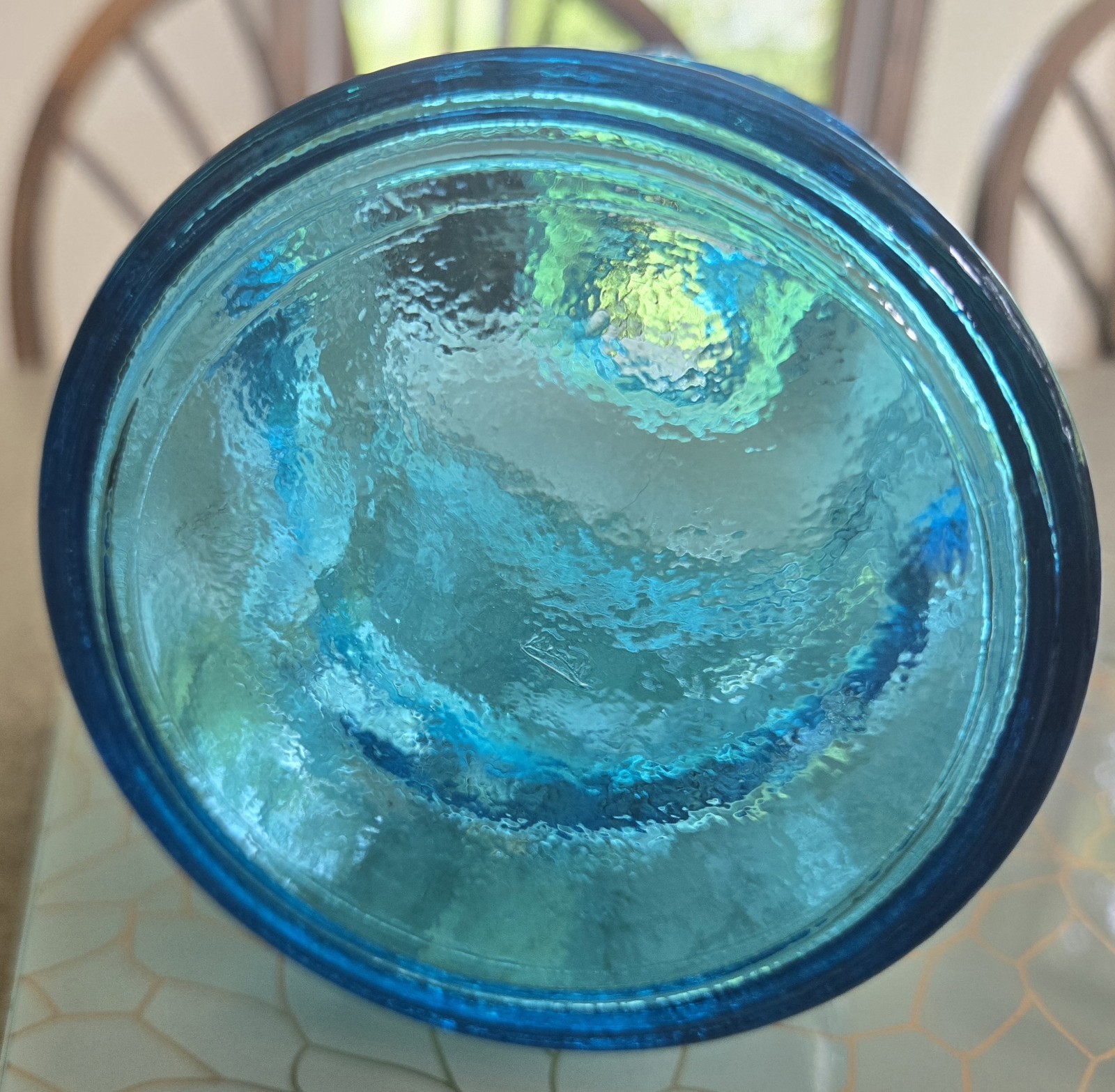 Vidrios San Miguel Blossom & Blooms 100% Recycled Blue Glass Apothecary Jar 6″