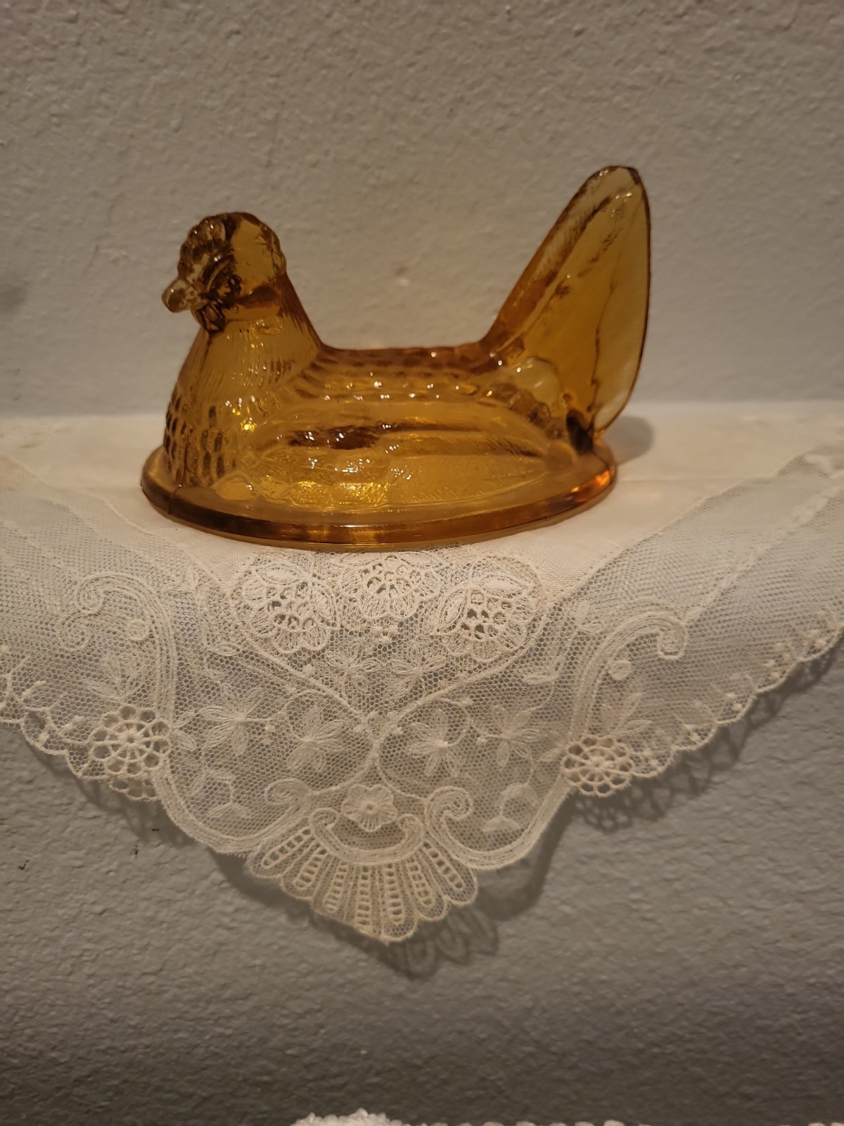 Vintage Amber Brown Westmoreland Glass Hen On Nest Top Only Replacement Piece 5′