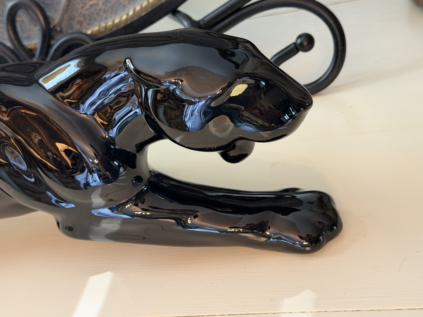VTG MCM Royal Haeger Pottery Black Ceramic Panther Sculpture 18″