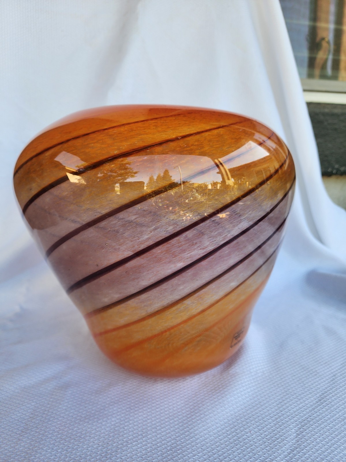 Large Art Glass Vase, Over 10 Pounds Gorgeous Colors