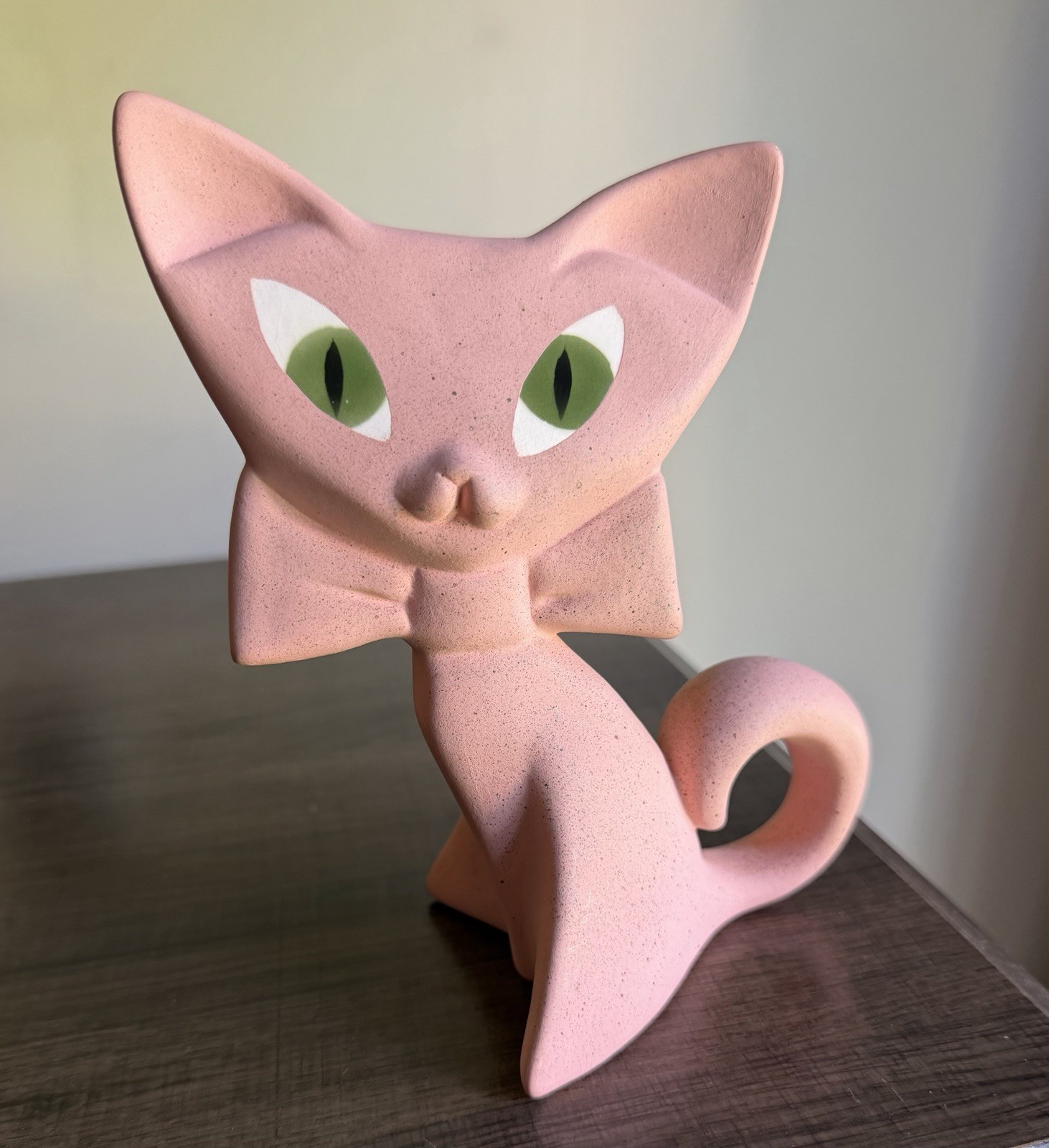 Vintage Freeman McFarlin Mid Century Pottery Pink Cat Kitten California USA