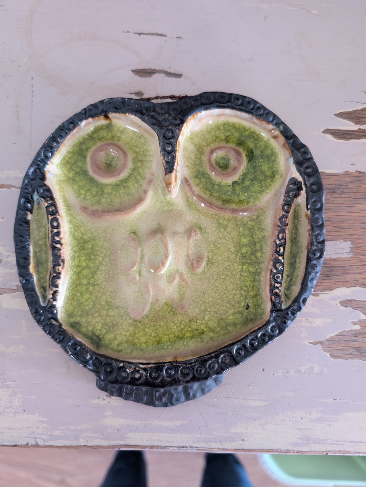 RARE HELMUT SCHAFFENACKER 1950’S VINTAGE BAS-RELIEF GLZD CERAMIC OWL PLAQUE