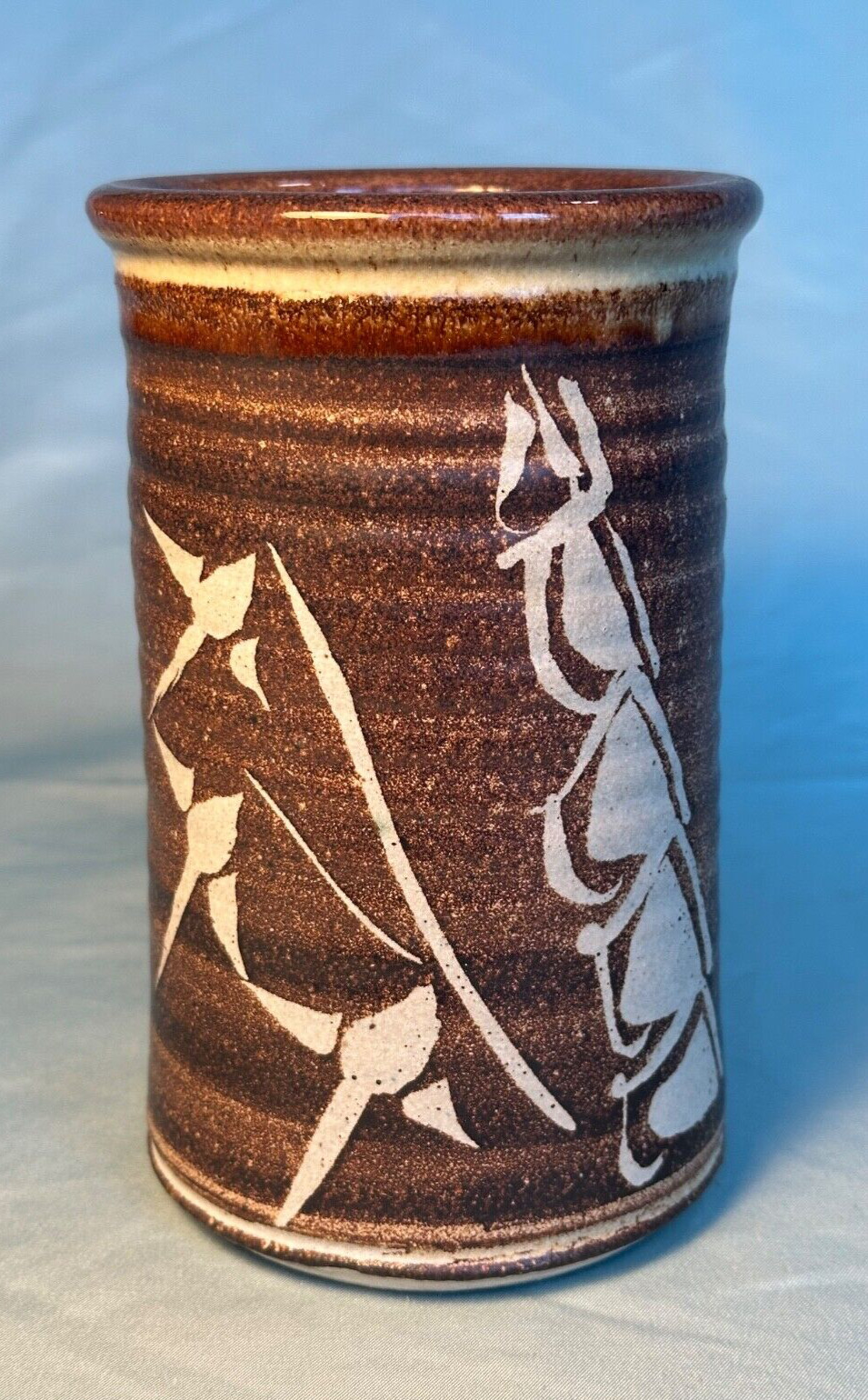VINTAGE HAND THROWN CERAMIC VESSEL/VASE SIGNED 6 1/2 INCHES STONEWARE