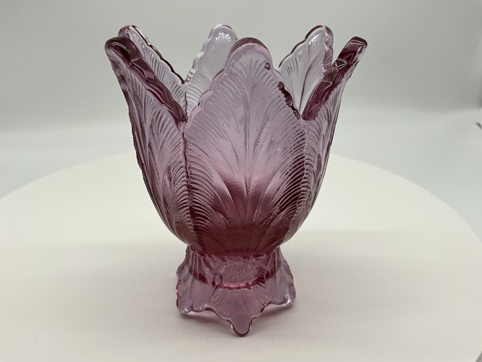 Fenton Art Glass Dusty Rose Two Way Votive/Candle Holder 4.5 Inches High