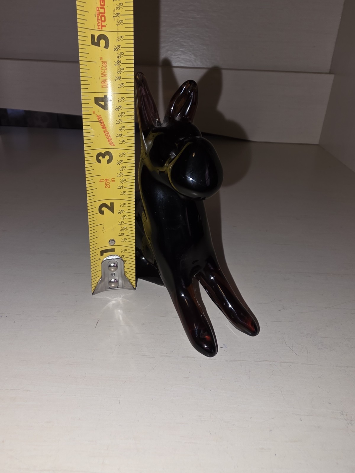 Brown Glass Puppy Dog Figurine Doberman Pinscher