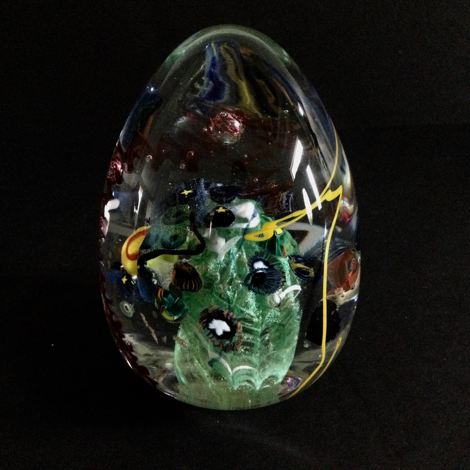 Vintage Art Deco Mid Century Art Abstract Egg Shape Large Paperweight Stamped