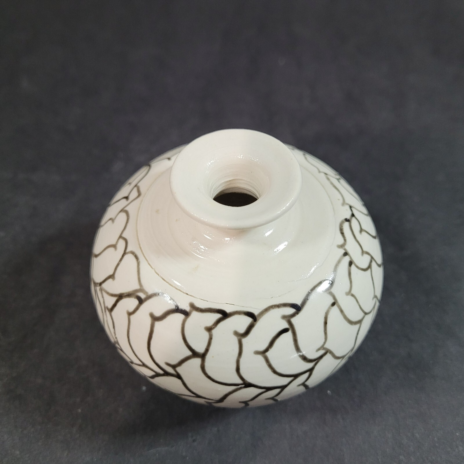 Studio Pottery Weed Pot Bud Vase Artist Signed 3 inch tall hand painted