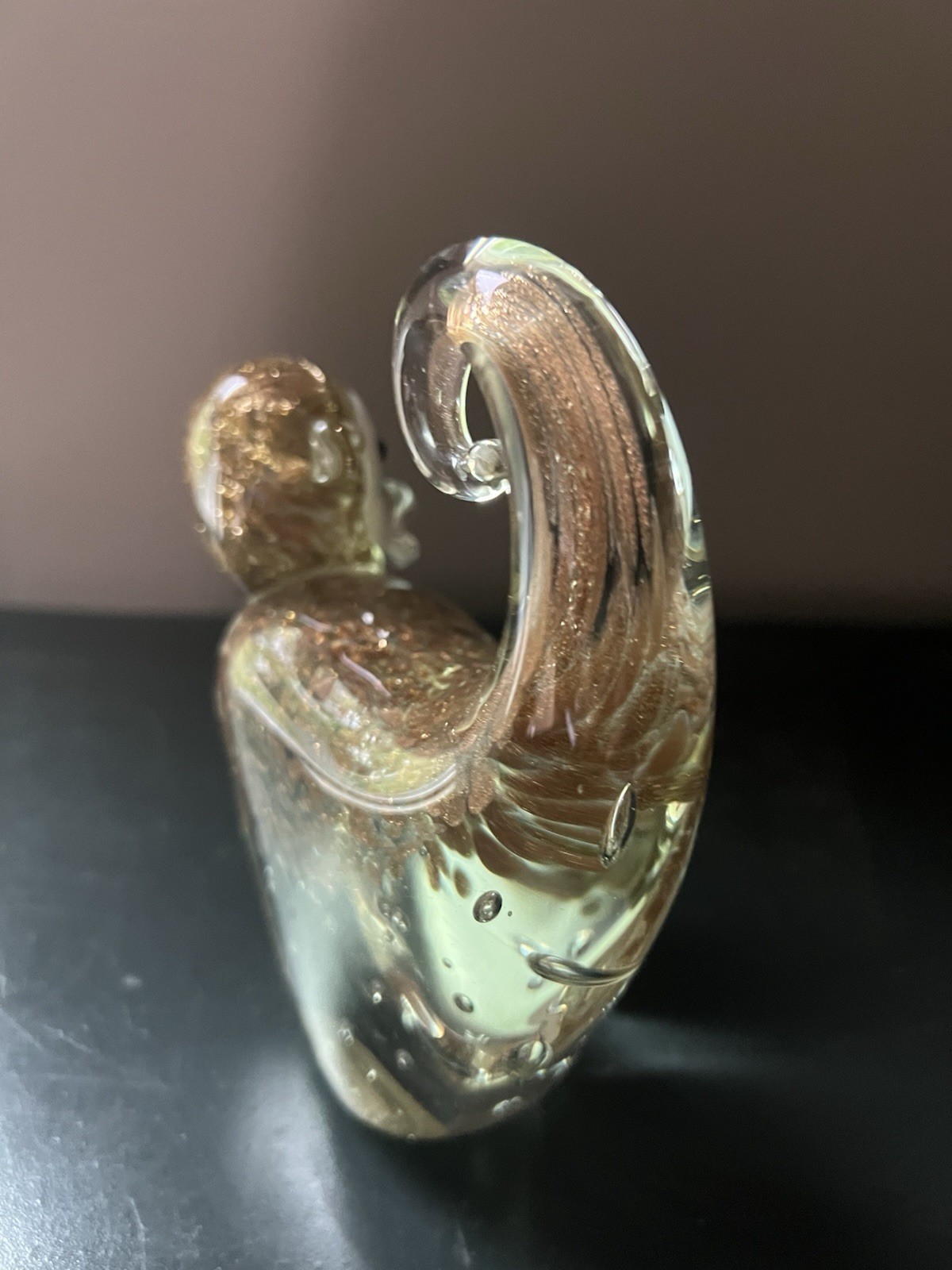 Vintage Murano Hand blown Art Glass Monkey Paperweight Gold Controlled Bubbles