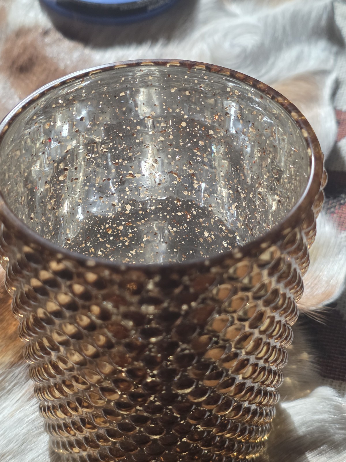Vintage Amber Hobnail Textured Glass Decorative