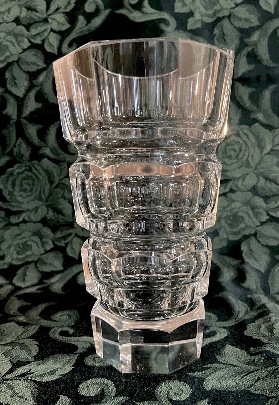 Vintage Ceska MOSER-Style Crystal Faceted Vase designed by Josef Hoffman