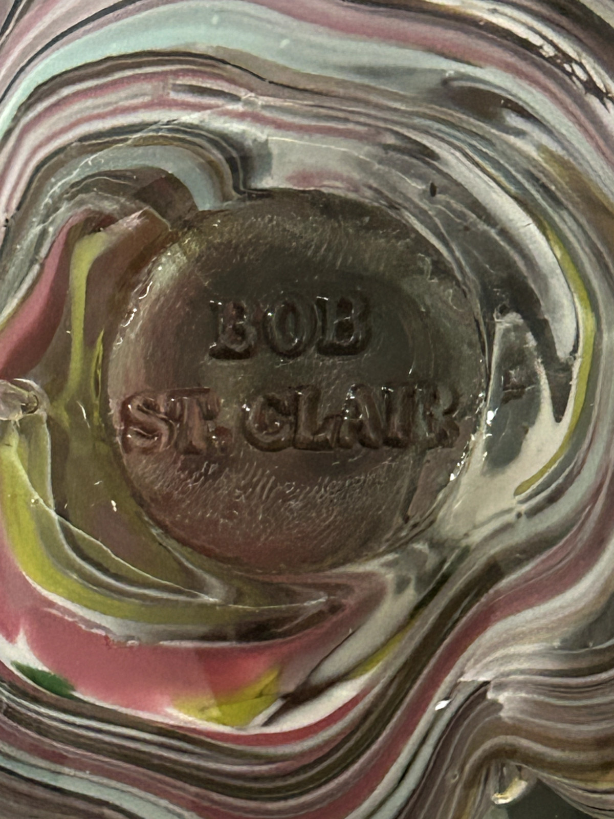 Vintage Bob St Clair Tutti Frutti Paperweight Impressed Stamp Multicolor USA
