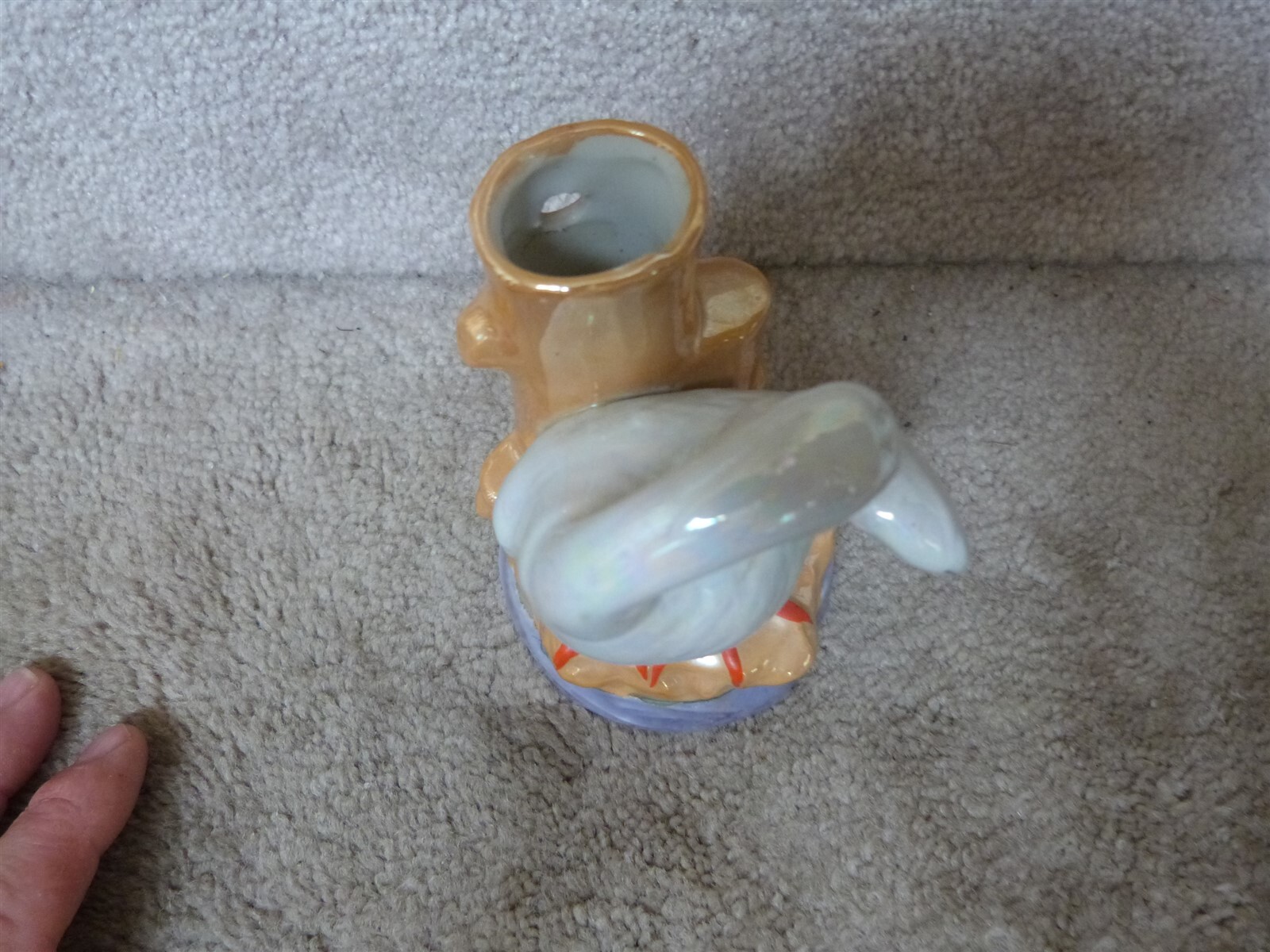 VINTAGE Hand Painted Lusterware Swan Goose Flower Vase Wall Pocket JAPAN 5″