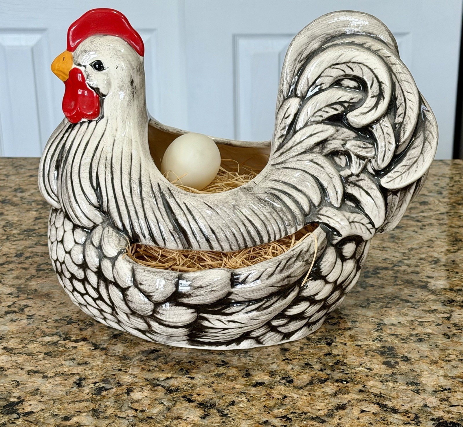 1976 Vintage Arners Chicken Hen Planter Pink Poodle Ceramics 1976 Hand Painted