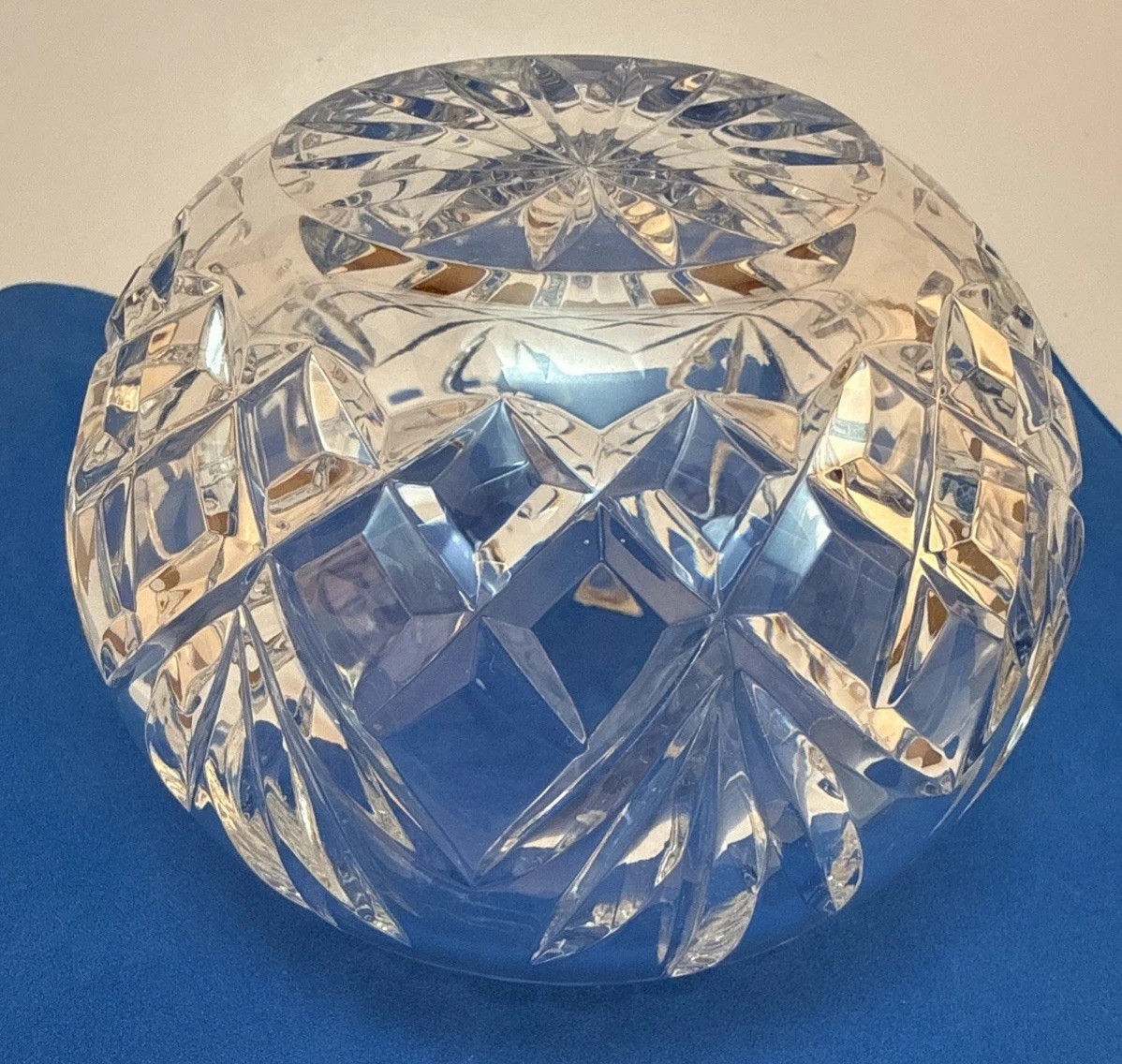 Lead Crystal 5” Rose Bowl Pineapple Cut Great Vintage Condition Beautiful!