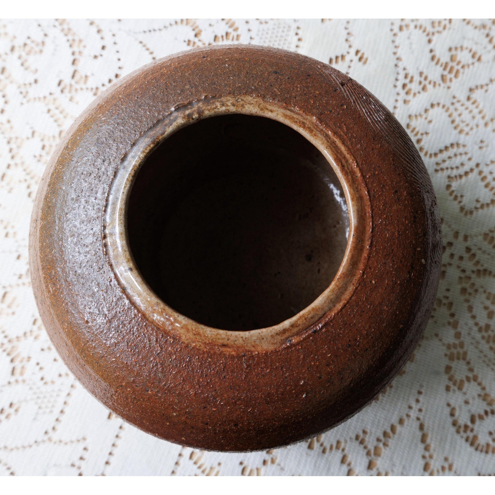 Vintage Brown Studio Pottery Vase Ursula Vann Rustic Textured Glaze
