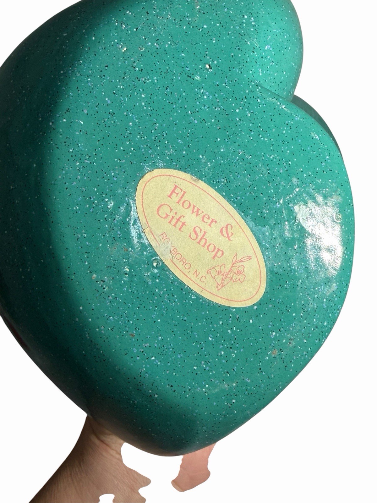 Mid Century Teal Speckled Pottery Vase Planter Decoration 15.5” x 8” Abstract