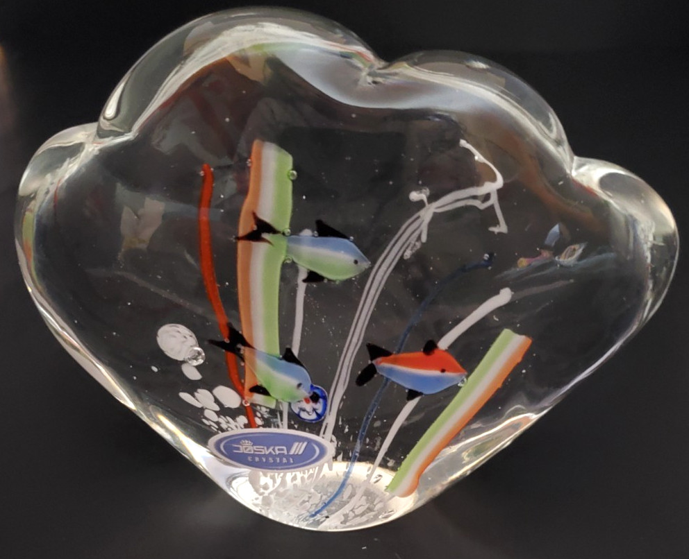 JOSKA Crystal Germany Large Fish Aquarium Paperweight 4.75″ Tall x 5.75″ L