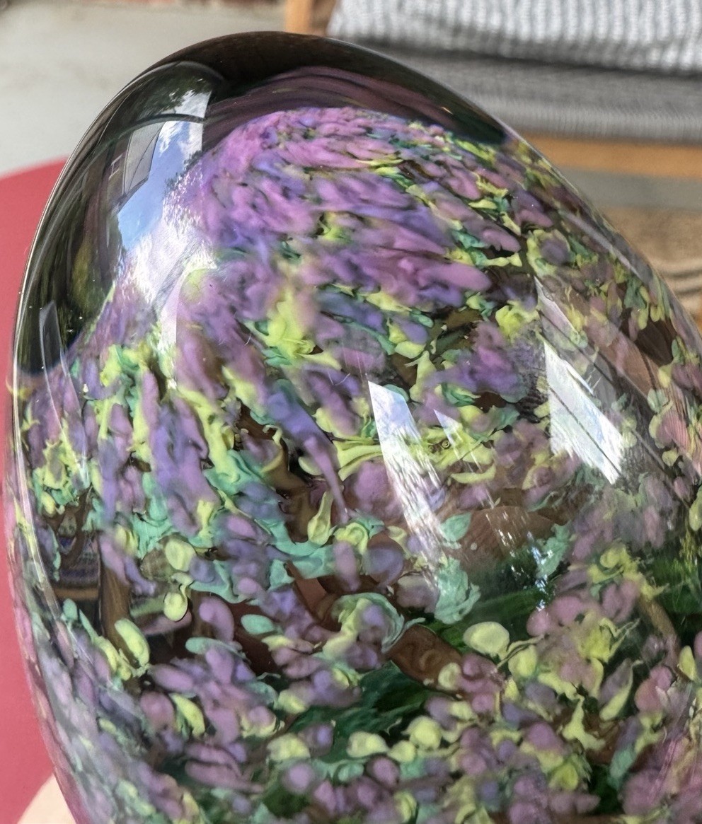 2011 Cathy Richardson Art Glass Paperweight Forest Seed Spring Tree Signed