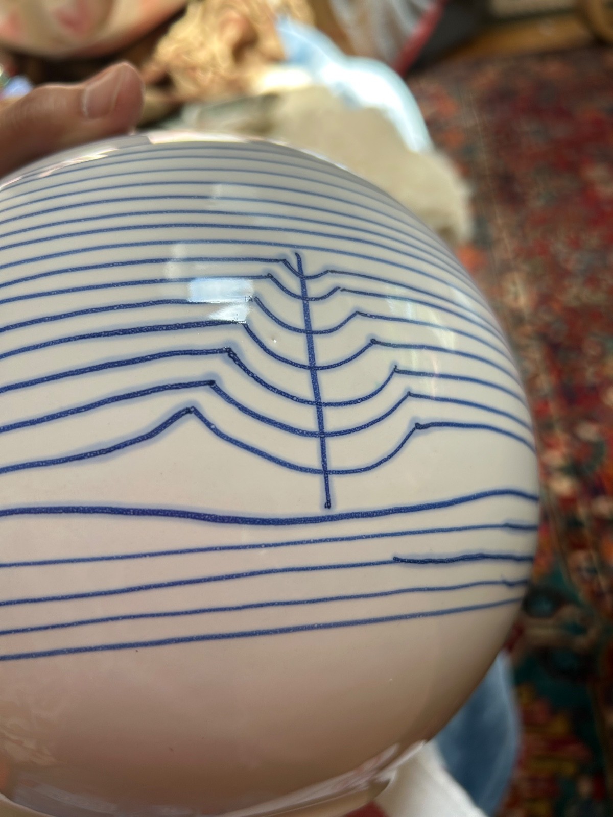 Vtg Raymor Italian Pottery MCM Alvino Bagni. painted rose bowl Shaped vase 7”