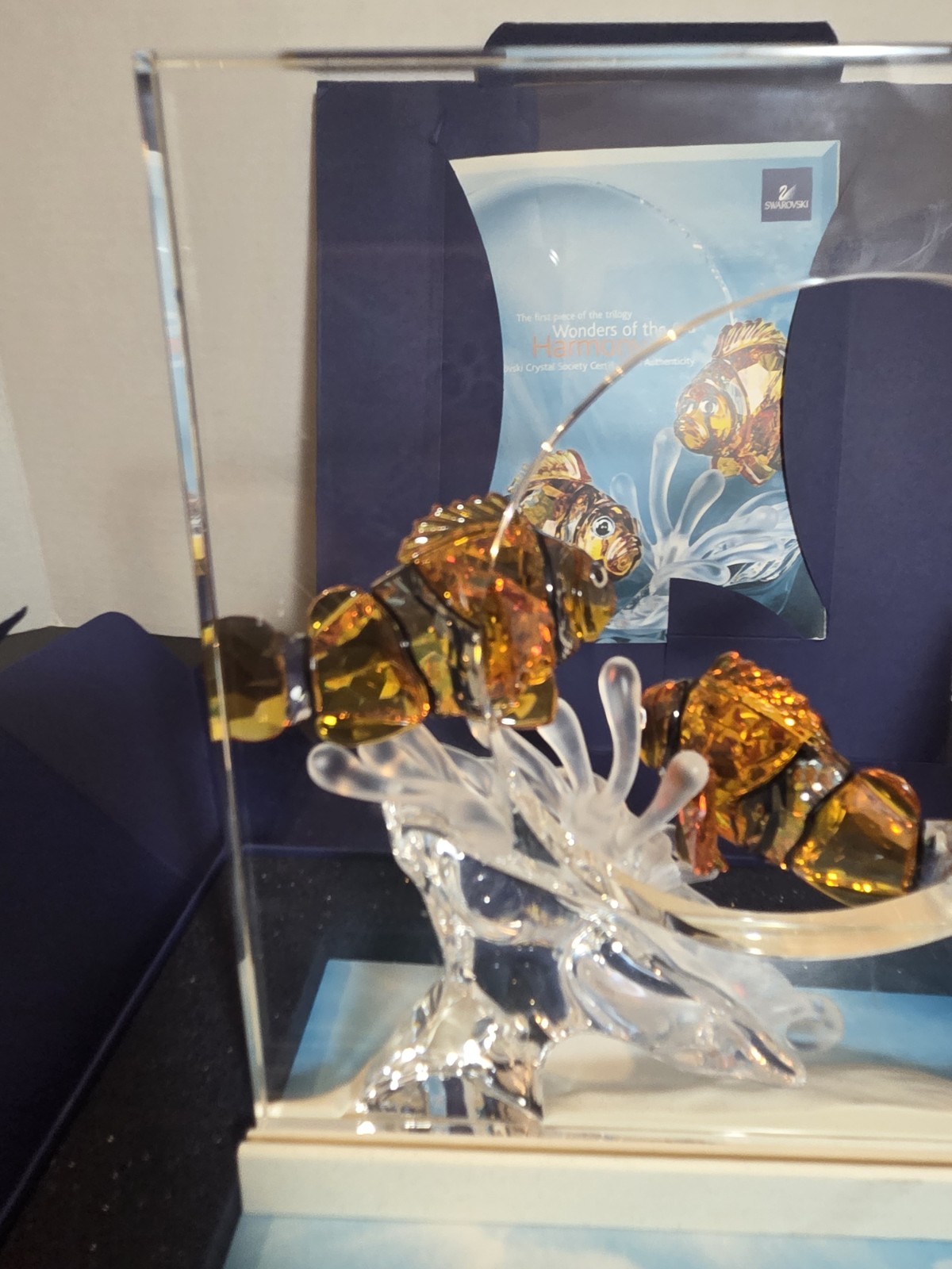 Swarovski Wonders of the Sea Harmony Crystal Fish Figurine Clear Amber *Repaired