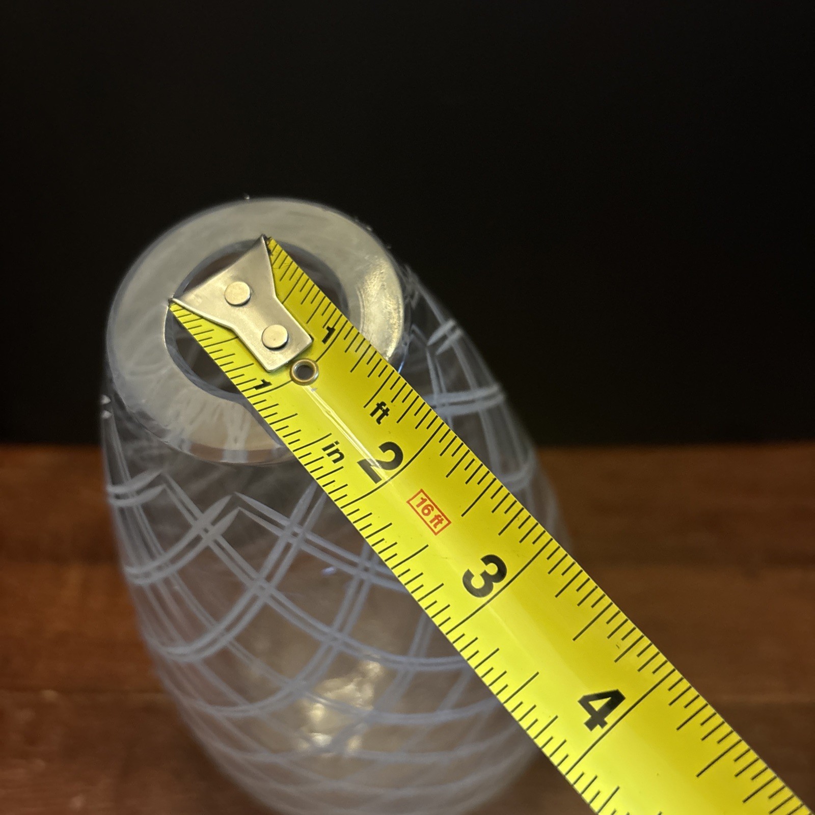 Mid 20th Century Italian Cut Glass Diamond Pattern Leaning Vase