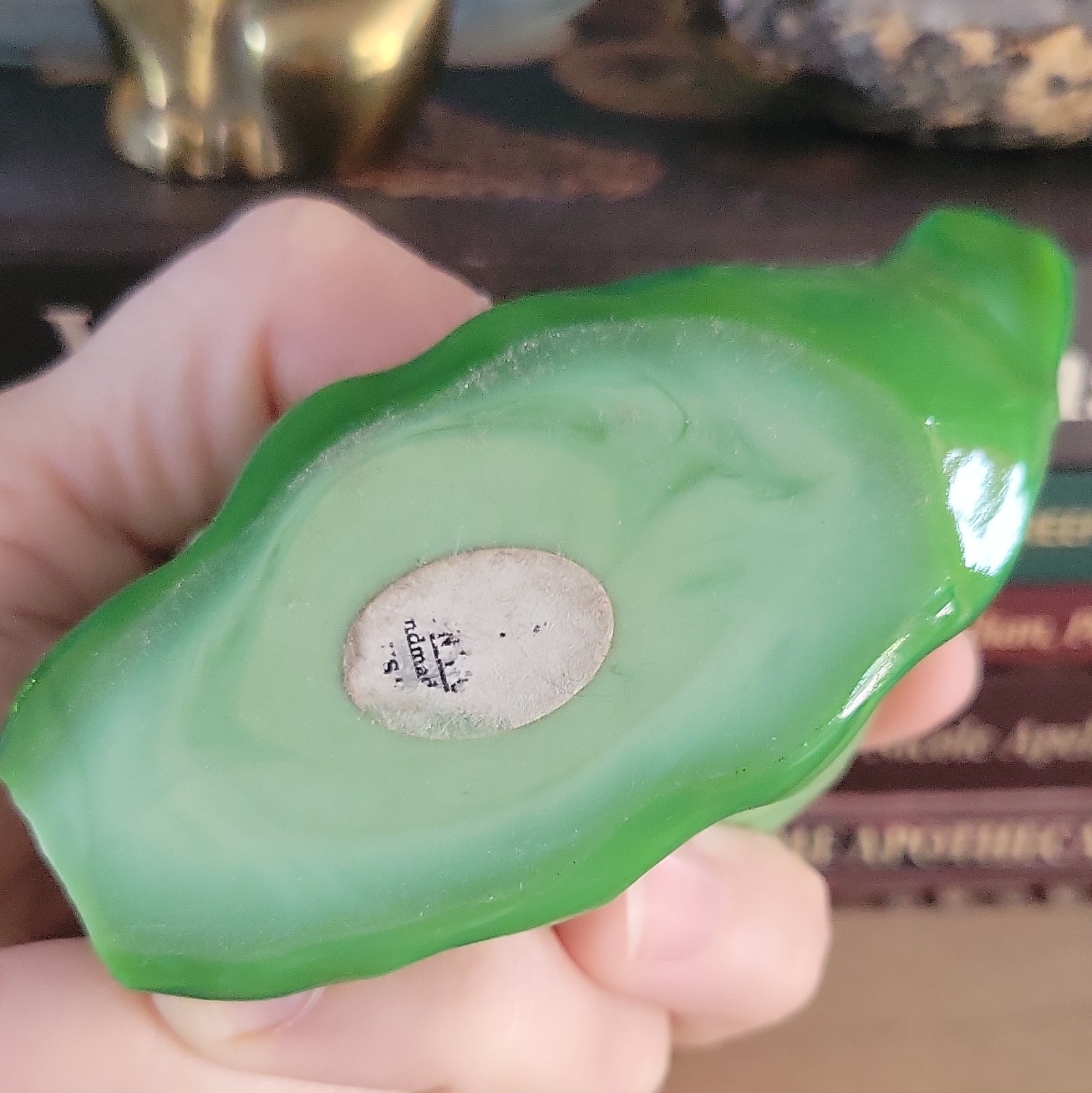 Vintage Fenton Glass Green Slag Snail Figurine Collectible *PLEASE READ*