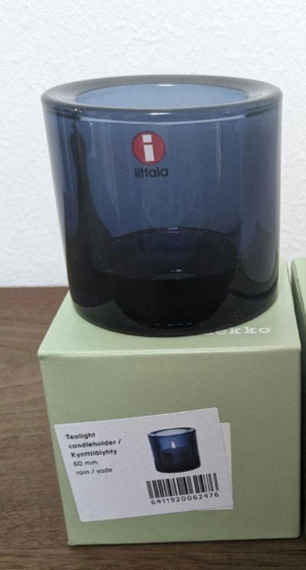 Iittala KIVI Glass Rain Frost Candle Holder Size 2.3in Set of 2 New With Box