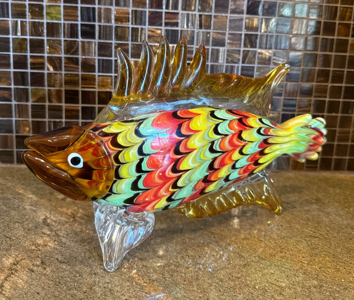 Vintage Murano Art Glass Fish 13” Sculpture