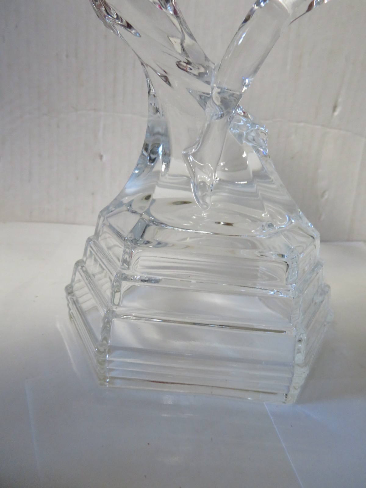Art Deco Style Clear Glass Nude Dancer Figurine Sculpture Stepped Base Female