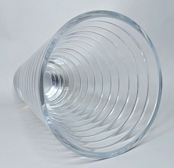 Modern Bevel Cut Block Style Ribbed 5Lb Crystal Glass 8.75″ Cylinder Vase Mint!!