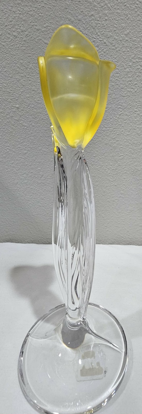 Vintage MIKASA Yellow Spring Aria Lead Crystal Taper Candleholder 8″ Height