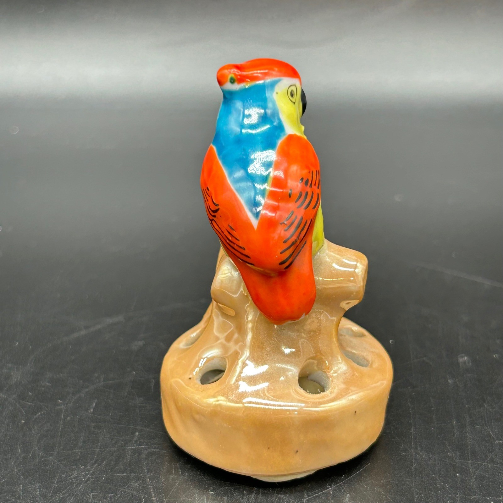 Vtg Lusterware Bird Flower Frog Set Japan Pelican Parrot Ceramic Figurines