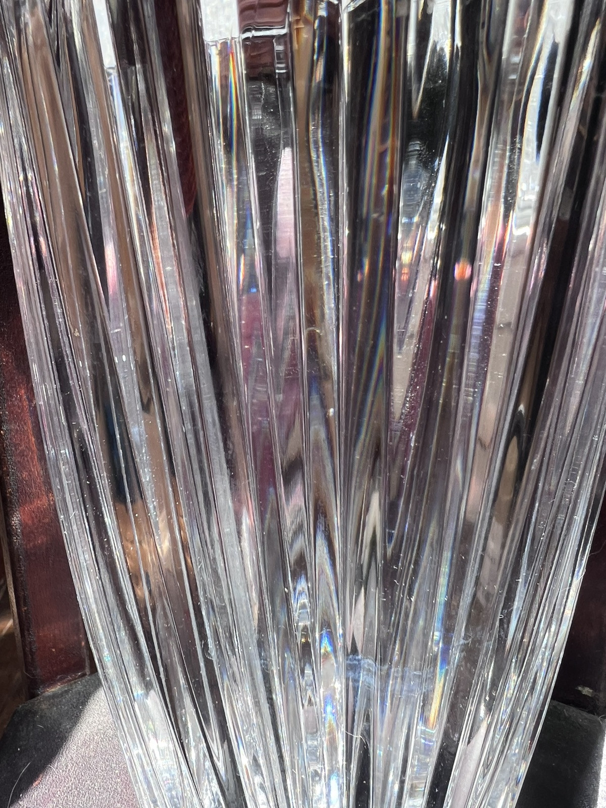 VTG Large Crystal Glass Vase Cristal D’Arques Valmont? Ribbed 9.75″ Elegant Flaw