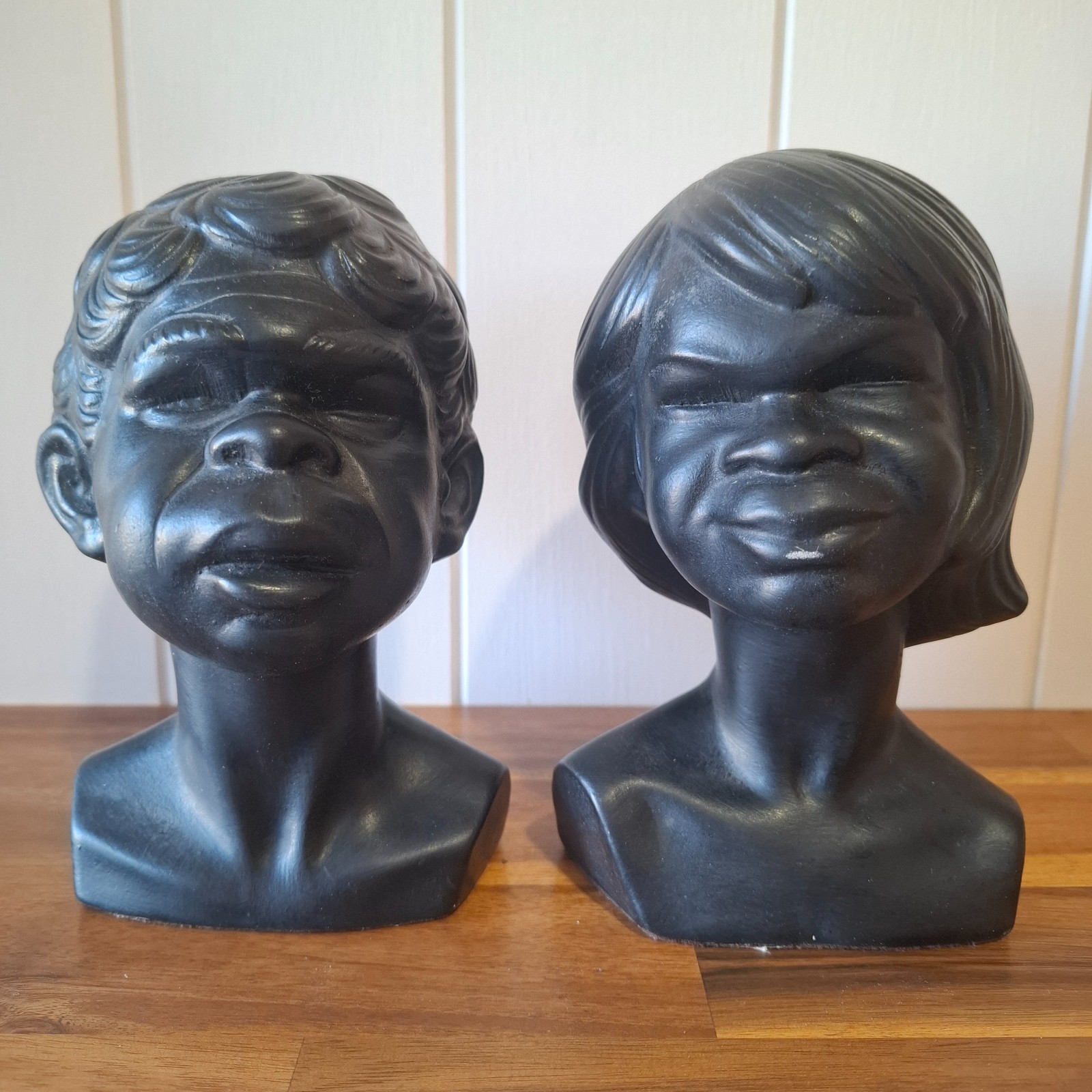 RARE Aboriginal Australia indigenous Boy & Girl ’60s Sculpture Bust by Takac