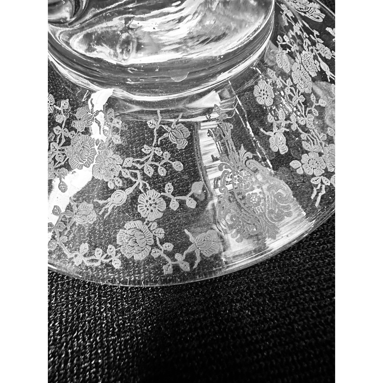 2 Cambridge Rose Point 2 Lite Candle Holder Keyhole Etched Glass Pair Candelabra