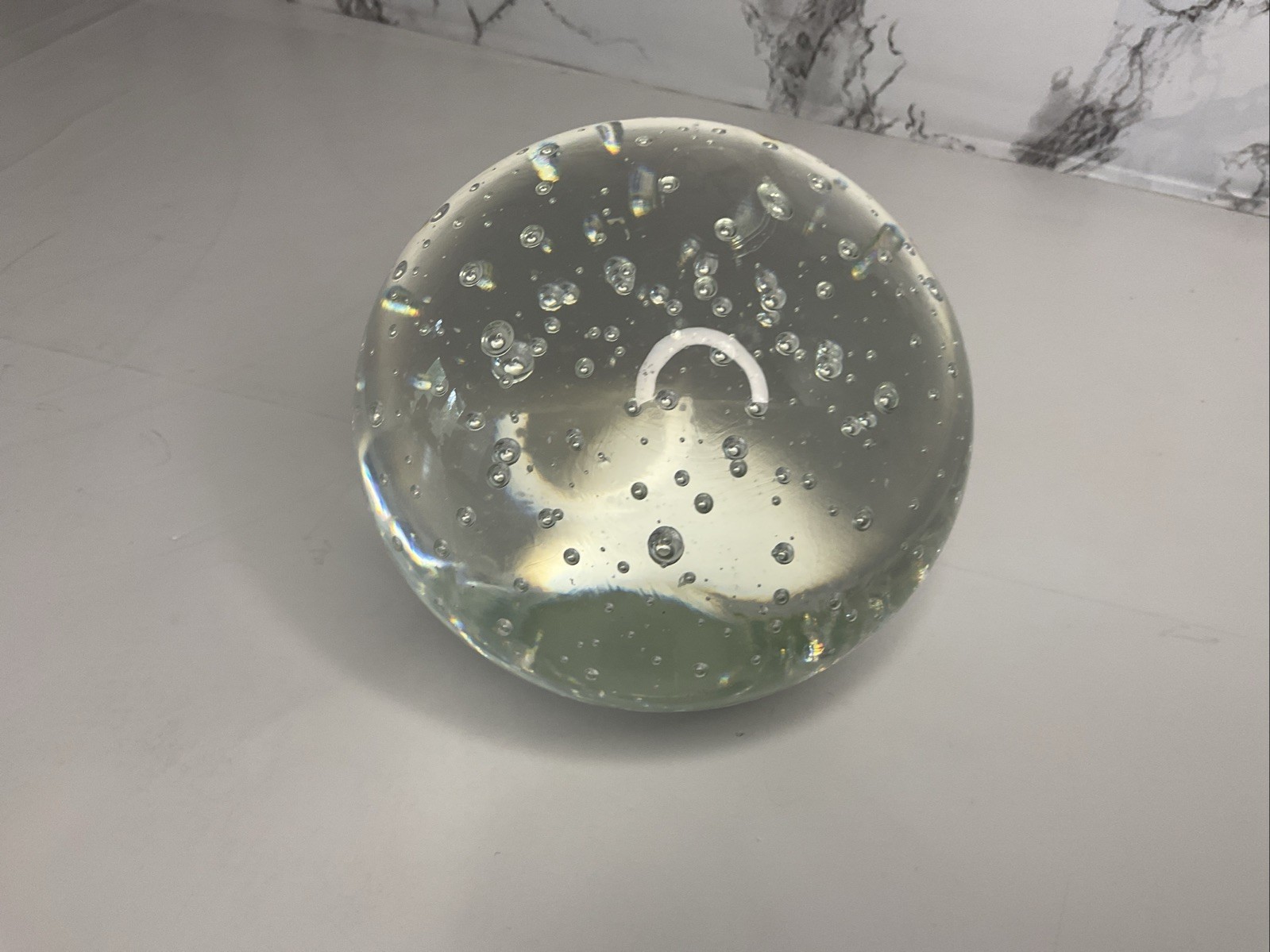 Vintage Art Glass Bullicante Controlled Bubbles Paperweight 4” 2lbs 1.8oz