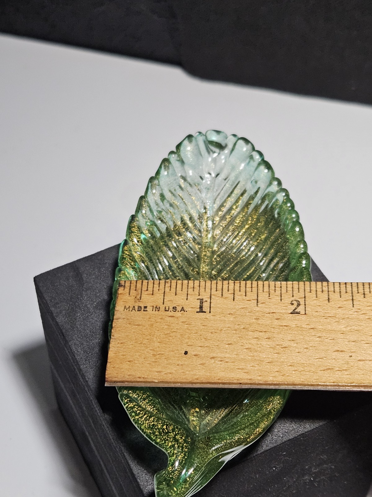 Ercole Barovier Fenicio Green Gold Leaf Ring Catch Trinket Tray 5″