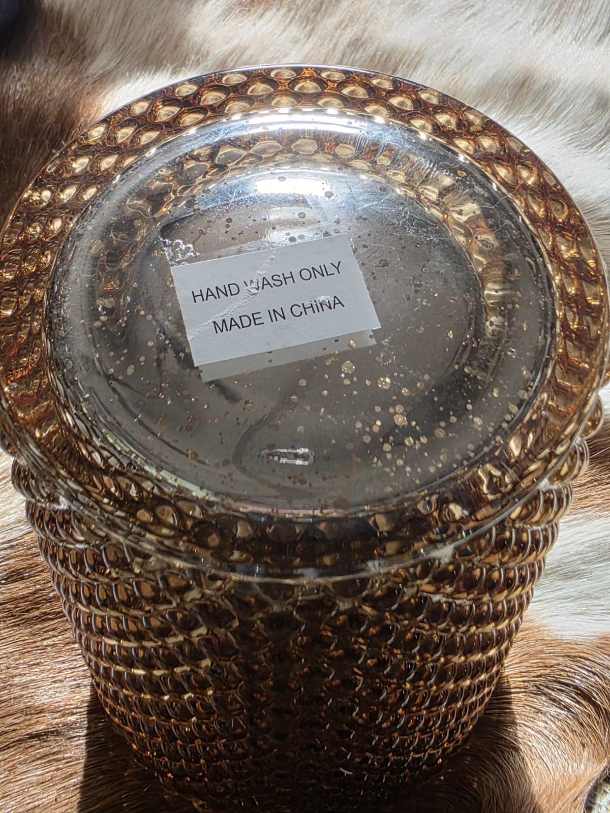 Vintage Amber Hobnail Textured Glass Decorative